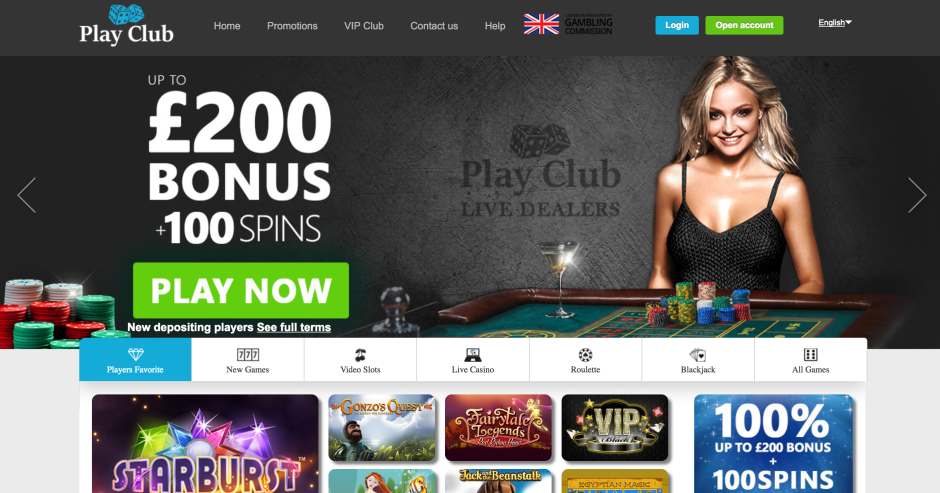 PLAYCLUB casino landing page